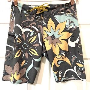 Volcom Mens Board Shorts Size 28 Lido Beedo 4Way Stretch Swim Trunks Floral Surf